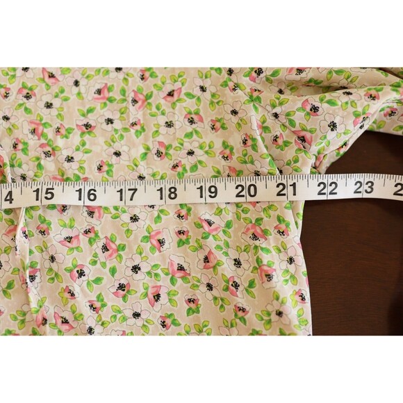 Cupcakes and Cashmere Pink Floral Print Ruffle Tie-Neck Long Sleeve Top, Size L - Picture 2 of 15